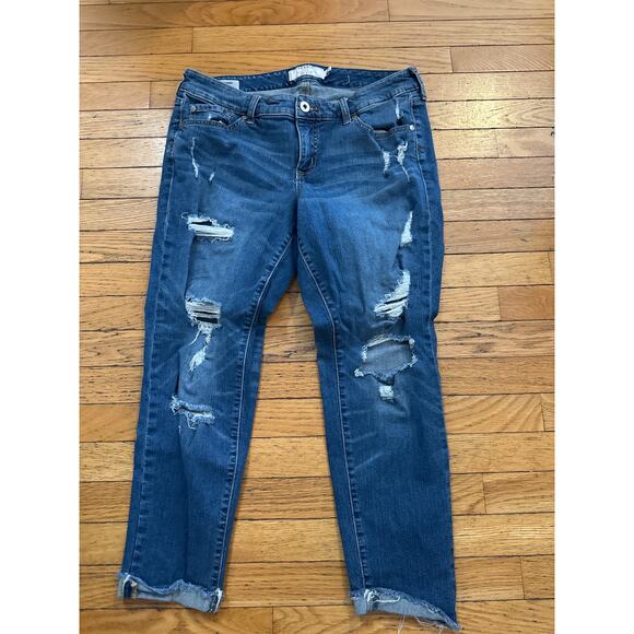 torrid Denim - Torrid Boyfriend Crop Jeans Women’s Size 12 Distressed Medium Wash Rolled Hem